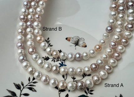 9.5-11 mm AAA Rare Extra Shiny Natural White Mauve Pink Potato Freshwater Pearl Beads Genuine High Luster Quality Bridal Pearls #P2481
