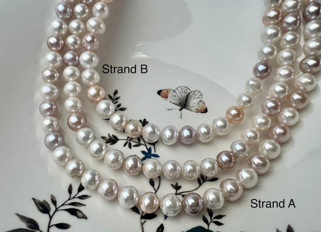 9.5-11 mm AAA Rare Extra Shiny Natural White Mauve Pink Potato Freshwater Pearl Beads Genuine High Luster Quality Bridal Pearls #P2481