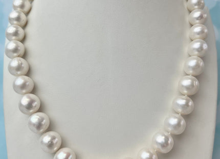 17.5 Inches 11.5-12 mm AA Natural White Potato Freshwater Pearl Necklace Genuine Hand Knotted Bridal Pearl Necklace #P2482-C