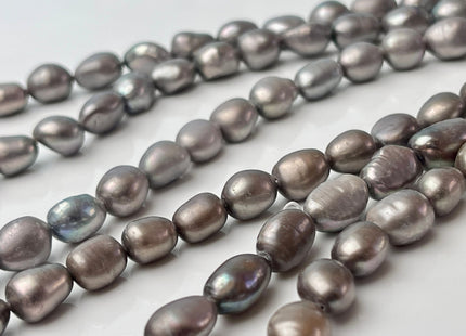 7x9 mm Charcoal Gray Color Rice Nugget Freshwater Pearl Beads Genuine Smooth Freshwater Rice Nugget Pearls 33 Pieces #P2488