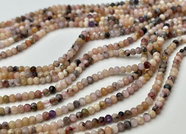 2x3mm Faceted Rondelle Tiny Pink Opal Gemstone Beads 13 Inches Strand #4316