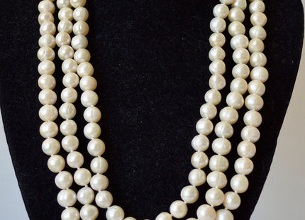 64 inches 9mm Potato Shape Pearl Necklaces Hand Single Knot White Color Pearl Necklace #314