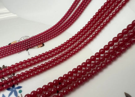 2 mm 3 mm 4 mm Smooth Round Red Ruby Gemstone Beads 15.5 Inches #4441