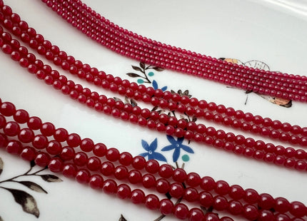 2 mm 3 mm 4 mm Smooth Round Red Ruby Gemstone Beads 15.5 Inches #4441