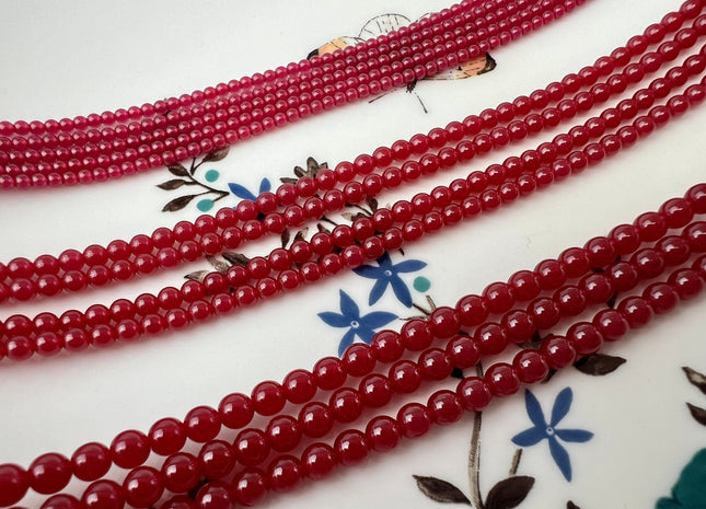 2 mm 3 mm 4 mm Smooth Round Red Ruby Gemstone Beads 15.5 Inches #4441