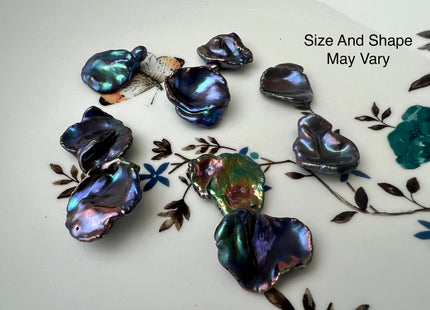 3 Pieces 15x18-17x20mm AAA Rainbow Peacock Keshi Freshwater Pearl Beads Top Drilled Genuine Freshwater Pearl #1179