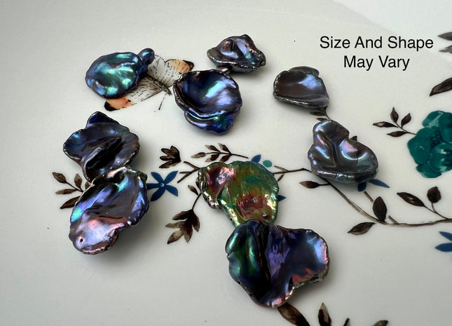 3 Pieces 15x18-17x20mm AAA Rainbow Peacock Keshi Freshwater Pearl Beads Top Drilled Genuine Freshwater Pearl #1179