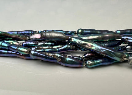 5-6x25-30 mm AAA Rainbow Peacock Color Biwa Stick Freshwater Pearl Beads Genuine High Luster Unique Keshi Long Stick Pearl #P2512