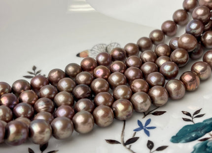 9-10mm AA Pinkish Copper Brown Off Round Freshwater Pearl Beads Genuine Dark Brown Potato Freshwater Pearls #P2491