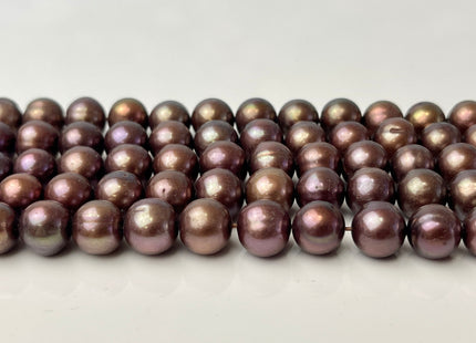 9-10mm AA Pinkish Copper Brown Off Round Freshwater Pearl Beads Genuine Dark Brown Potato Freshwater Pearls #P2491