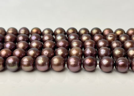 9-10mm AA Pinkish Copper Brown Off Round Freshwater Pearl Beads Genuine Dark Brown Potato Freshwater Pearls #P2491