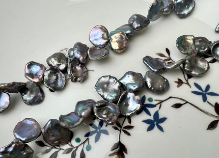 10-13 mm Blue Gray Peacock Keshi Freshwater Pearl Beads Top Drilled Corn Flake Genuine Freshwater Pearls #340