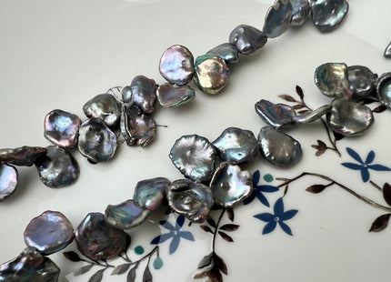 10-13 mm Blue Gray Peacock Keshi Freshwater Pearl Beads Top Drilled Corn Flake Genuine Freshwater Pearls #340