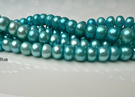 7.5-8mm AA Blue Or Green Color Round Button Freshwater Pearl Beads Genuine High Luster Smooth Freshwater Button Pearls #P2515