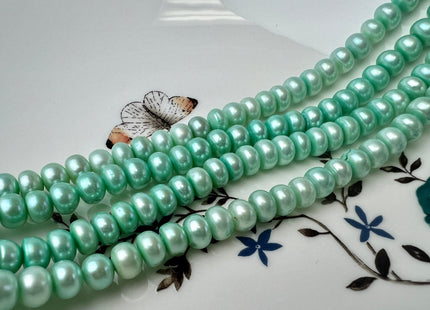 7.5-8mm AA Blue Or Green Color Round Button Freshwater Pearl Beads Genuine High Luster Smooth Freshwater Button Pearls #P2515