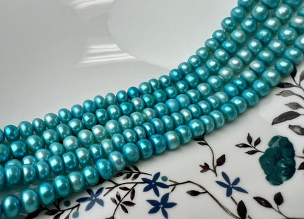 7.5-8mm AA Blue Or Green Color Round Button Freshwater Pearl Beads Genuine High Luster Smooth Freshwater Button Pearls #P2515