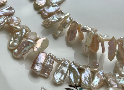 7x15-20 mm AAA Natural Pink Top Drilled Biwa Stick Pearls Genuine High Luster Top Side Drilled Natural Biwa Freshwater Pearl Beads #P1951