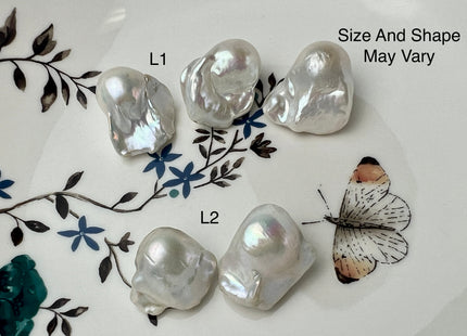 One-Of-A-Kind 15-18x22-30 mm AAA Jumbo Natural White Baroque Pearl High Luster Tear Drop Shape White Baroque Pearl Beads #1094