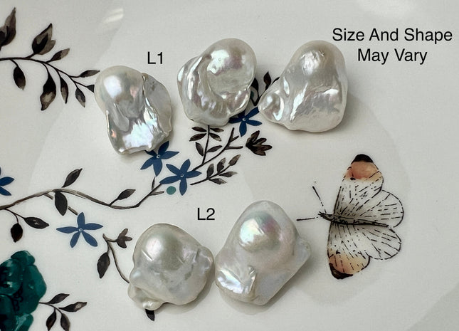 One-Of-A-Kind 15-18x22-30 mm AAA Jumbo Natural White Baroque Pearl High Luster Tear Drop Shape White Baroque Pearl Beads #1094