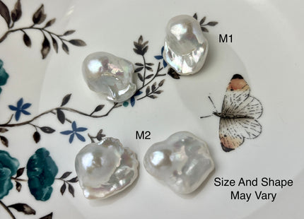 One-Of-A-Kind 15-18x22-30 mm AAA Jumbo Natural White Baroque Pearl High Luster Tear Drop Shape White Baroque Pearl Beads #1094