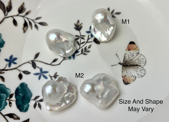 One-Of-A-Kind 15-18x22-30 mm AAA Jumbo Natural White Baroque Pearl High Luster Tear Drop Shape White Baroque Pearl Beads #1094