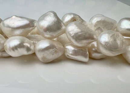 12-14x15-20 mm Natural White Rice Nugget Freshwater Pearl Beads Genuine Jumbo Size Tear Drop Nugget Pearl #P2521