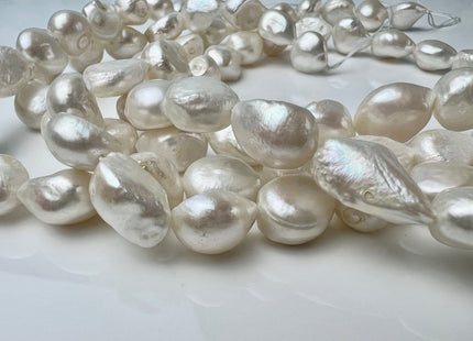 12-14x15-20 mm Natural White Rice Nugget Freshwater Pearl Beads Genuine Jumbo Size Tear Drop Nugget Pearl #P2521