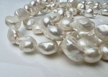 12-14x15-20 mm Natural White Rice Nugget Freshwater Pearl Beads Genuine Jumbo Size Tear Drop Nugget Pearl #P2521