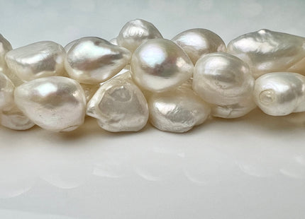 12-14x15-20 mm Natural White Rice Nugget Freshwater Pearl Beads Genuine Jumbo Size Tear Drop Nugget Pearl #P2521