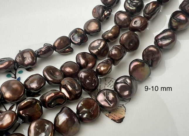 10x11 mm AA Brown Chocolate Color Keshi Freshwater Pearl Nugget Beads Dark Brown High Luster Genuine Keshi Nugget Pearls #P1011