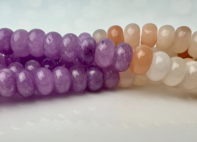 5x8 mm Smooth Rondelle Mixed Dyed Pink Purple Jade Gemstone Beads 15 Inches Strand 72 Beads #4436