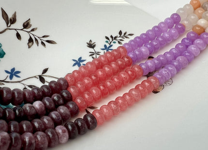 5x8 mm Smooth Rondelle Mixed Dyed Pink Purple Jade Gemstone Beads 15 Inches Strand 72 Beads #4436