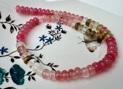 5x8 mm Smooth Rondelle Mixed Dyed Jade Gemstone Beads 15 Inches Strand 72 Beads #4437