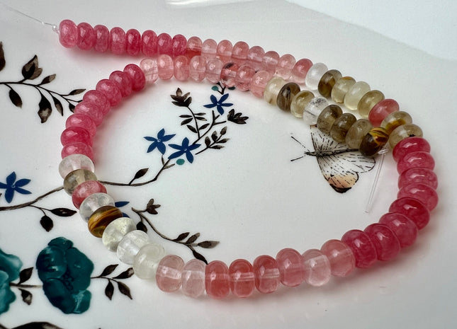 5x8 mm Smooth Rondelle Mixed Dyed Jade Gemstone Beads 15 Inches Strand 72 Beads #4437