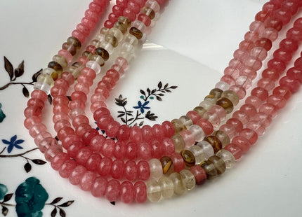 5x8 mm Smooth Rondelle Mixed Dyed Jade Gemstone Beads 15 Inches Strand 72 Beads #4437
