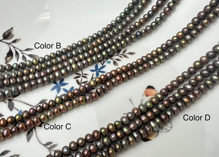 4.5-5 mm AA Champagne Or Brown Button Freshwater Pearl Beads Genuine High Luster Small Rondelle Pearls #P2523