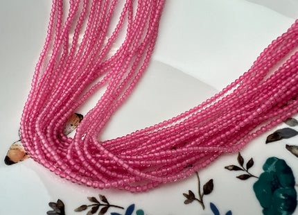2mm 3mm Faceted Round Pink Color Crystal Seed Beads Full Strand 15 Inches Crystal Beads #2417