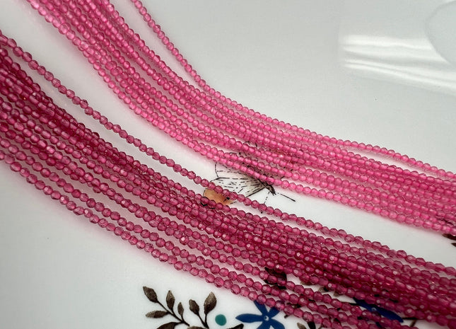 2mm 3mm Faceted Round Pink Color Crystal Seed Beads Full Strand 15 Inches Crystal Beads #2417