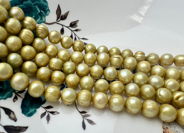 8-9 mm Green Color Potato Freshwater Pearl Beads Genuine Cultured Freshwater Pearl Beads Green Potato Pearls #P2525