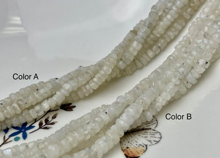 4-5 mm Natural Rainbow Moonstone Smooth Heishi Tyre Gemstone Beads 13 Inches Strand #4338