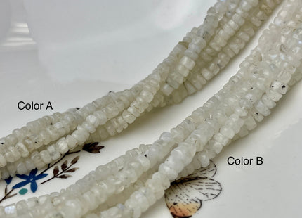 4-5 mm Natural Rainbow Moonstone Smooth Heishi Tyre Gemstone Beads 13 Inches Strand #4338