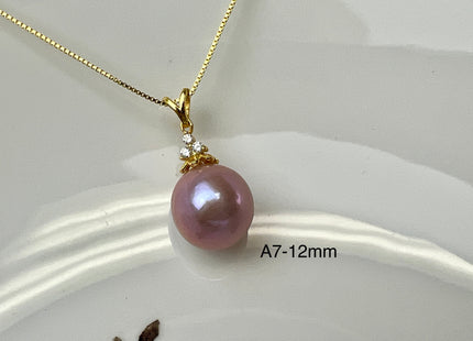 One-Of-A-Kind 12-15 mm AAAA Very Rare Natural Purple Mauve Genuine Edison Pearl Pendant Vermeil Gold Jewelry #P2529