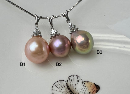 One-Of-A-Kind 12-15 mm AAAA Very Rare Natural Purple Mauve Genuine Edison Pearl Pendant 925 Sterling Silver Jewelry #P2529