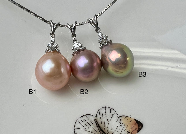 One-Of-A-Kind 12-15 mm AAAA Very Rare Natural Purple Mauve Genuine Edison Pearl Pendant 925 Sterling Silver Jewelry #P2529