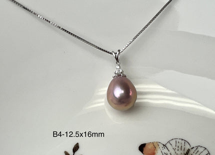 One-Of-A-Kind 12-15 mm AAAA Very Rare Natural Purple Mauve Genuine Edison Pearl Pendant 925 Sterling Silver Jewelry #P2529