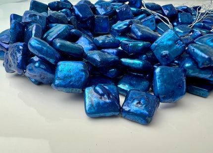 10mm Royal Blue Diamond Square Coin Shape Freshwater Pearl Beads Genuine High Luster Coin Pearls 29-31 Beads #P2497