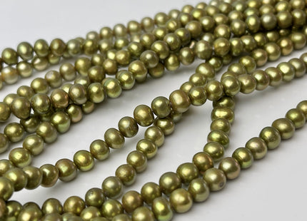 5mm AA Sage Green Color Potato Freshwater Pearl Beads Genuine Cultured Freshwater Pearl 90 Beads #P2490