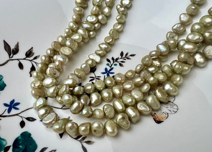 8 mm Light Sage Green Color Potato Nugget Freshwater Pearl Beads Genuine Freshwater Pearl Nuggets #P2528