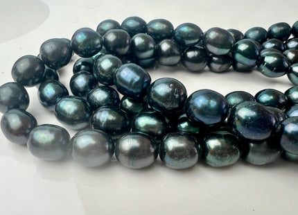11x13-14 mm AA Prussian Blue Color Freshwater Pearls Long Rice/Oval Shape Pearl Beads Genuine LargeFreshwater Pearls #1230