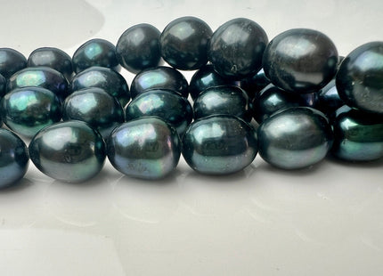 11x13-14 mm AA Prussian Blue Color Freshwater Pearls Long Rice/Oval Shape Pearl Beads Genuine LargeFreshwater Pearls #1230